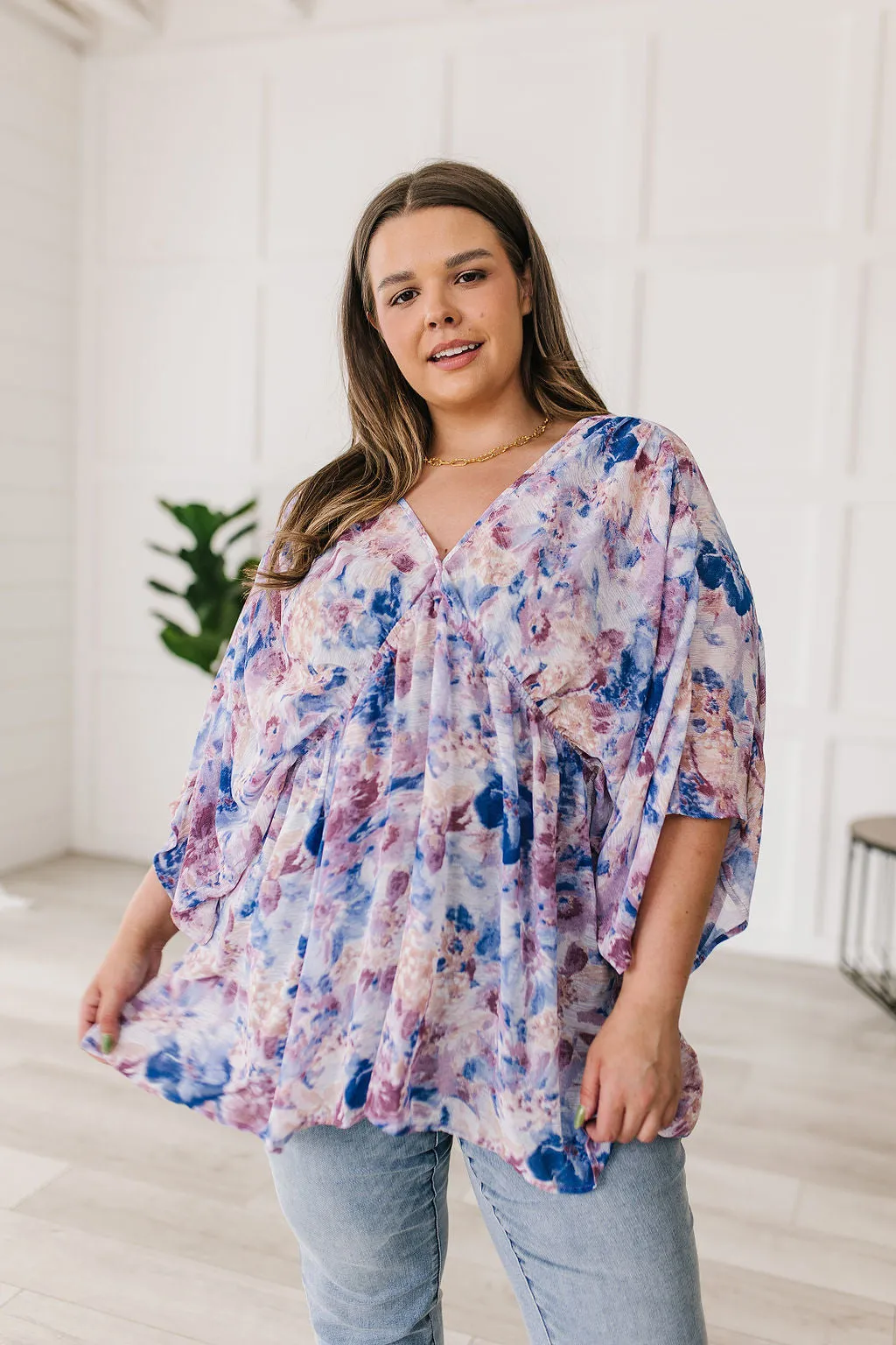 Fabled in Floral Draped Peplum Top