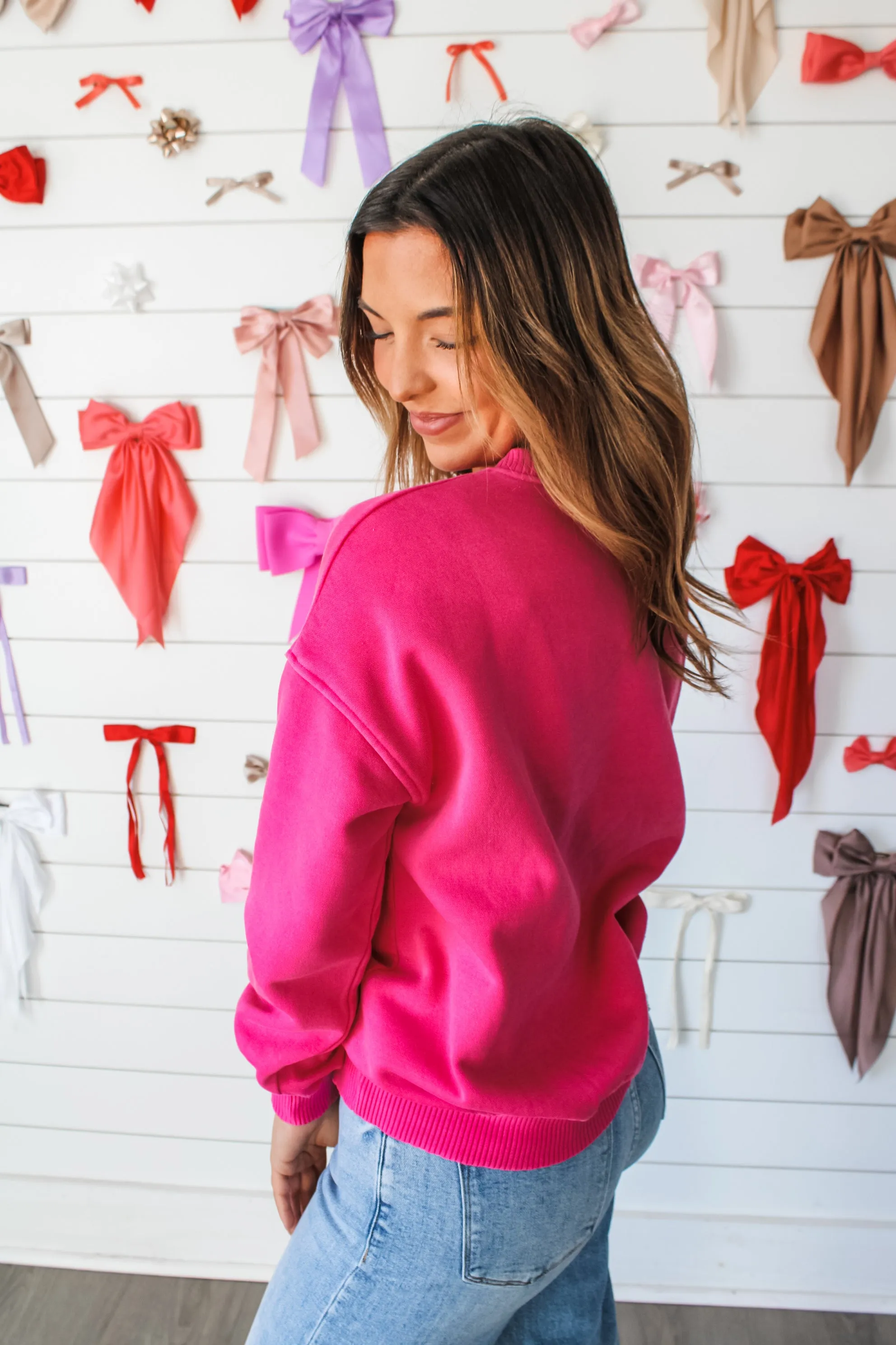 Forever Mine Crewneck Pullover • Deep Pink