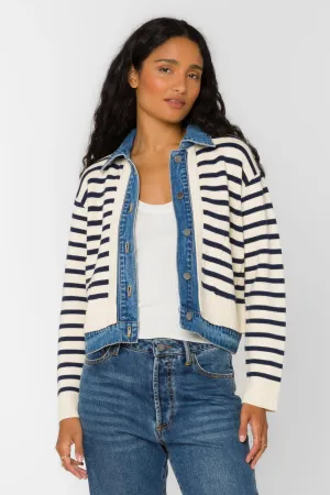 Francis Sweater/Denim Jacket in Ivory/Denim