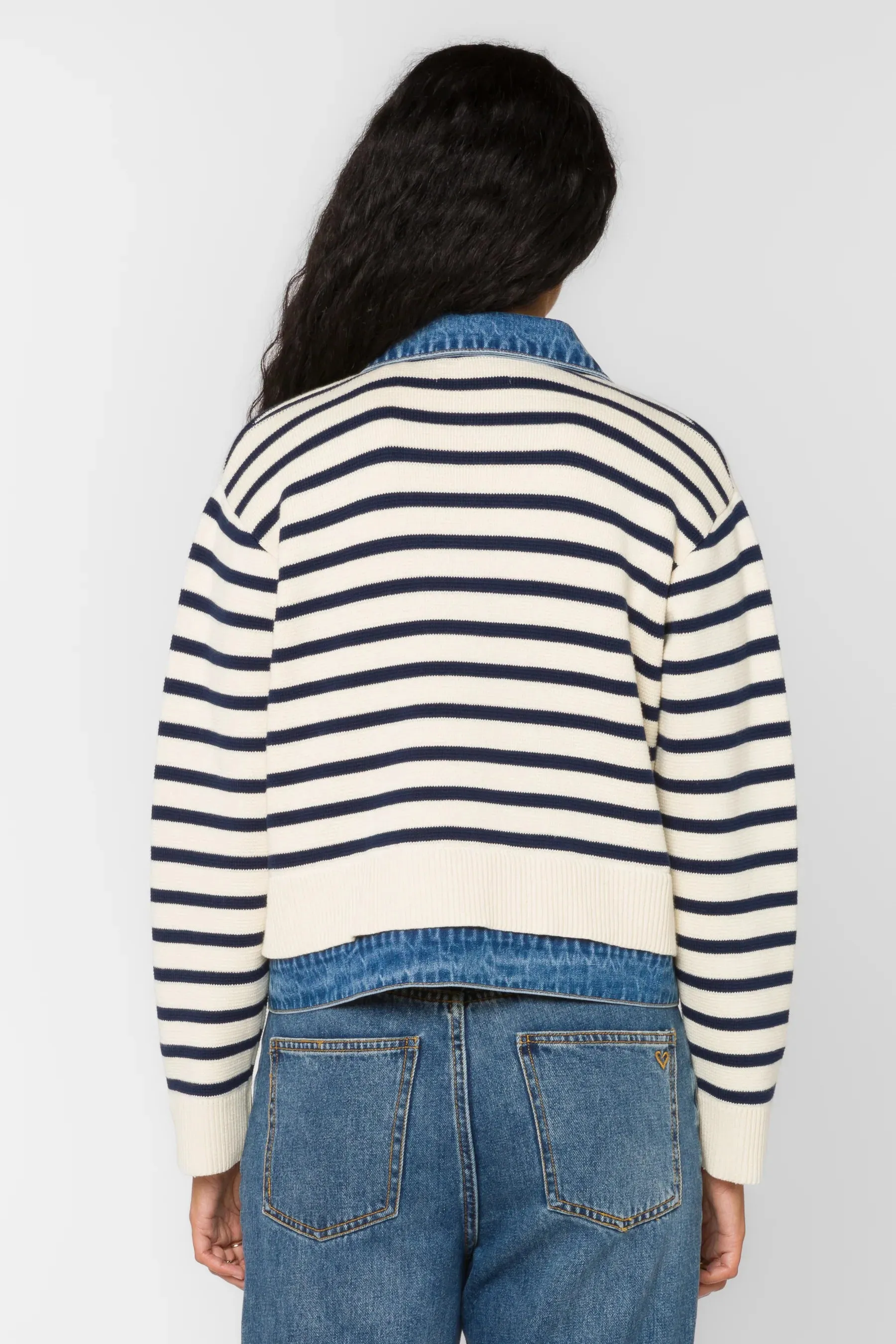 Francis Sweater/Denim Jacket in Ivory/Denim