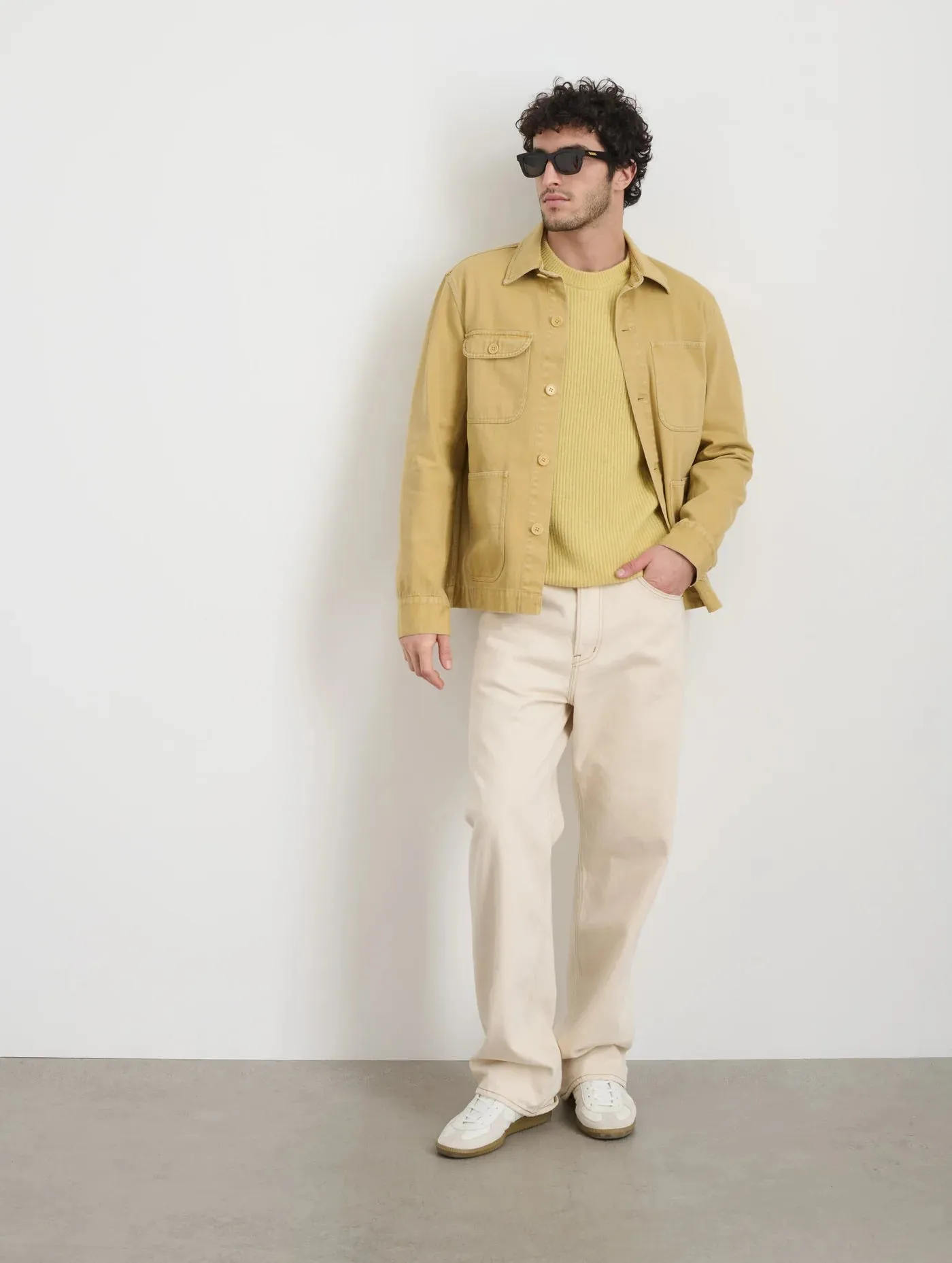 Garment Dyed Work Jacket in Recycled Denim - Beeswax