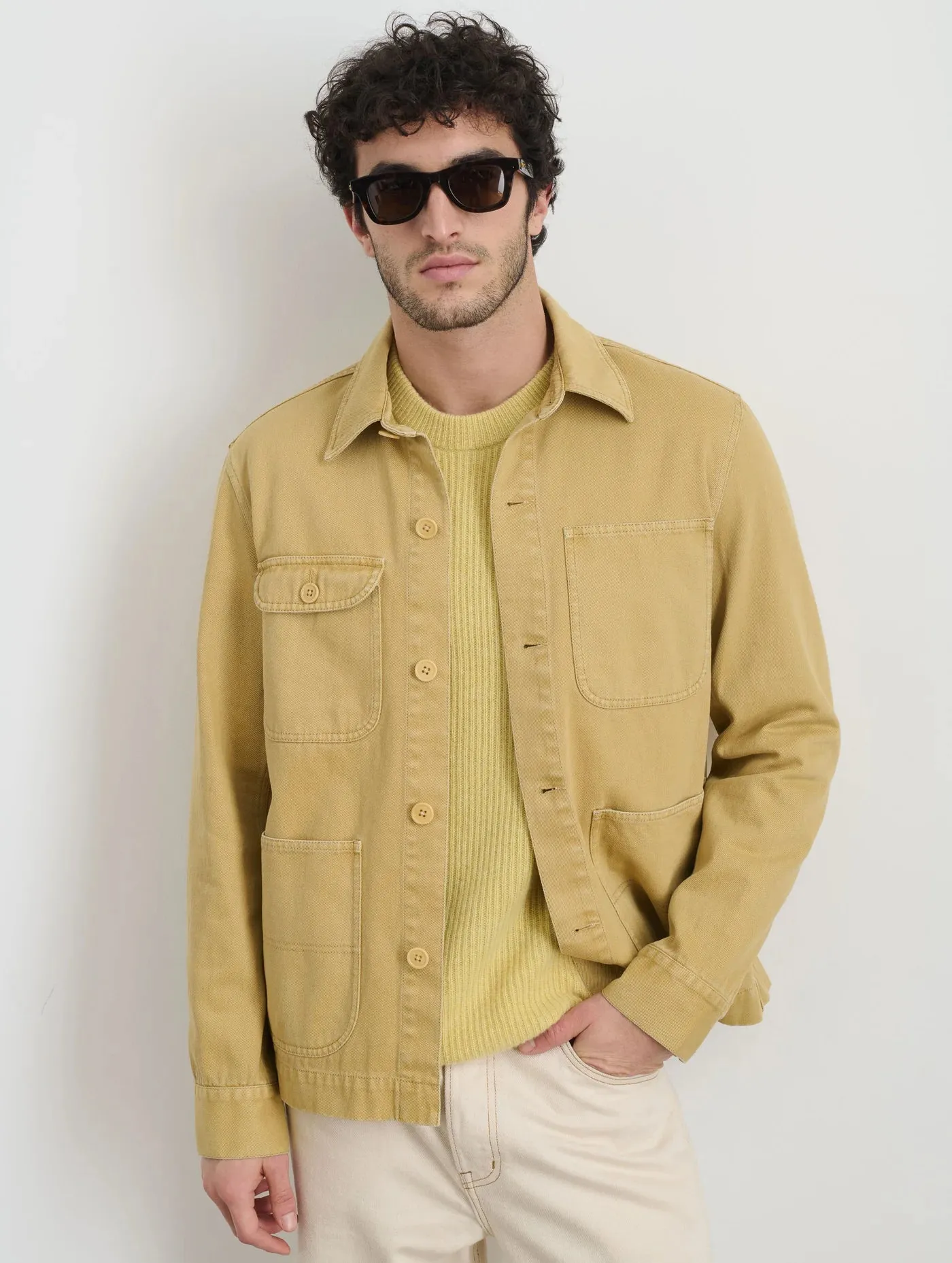 Garment Dyed Work Jacket in Recycled Denim - Beeswax