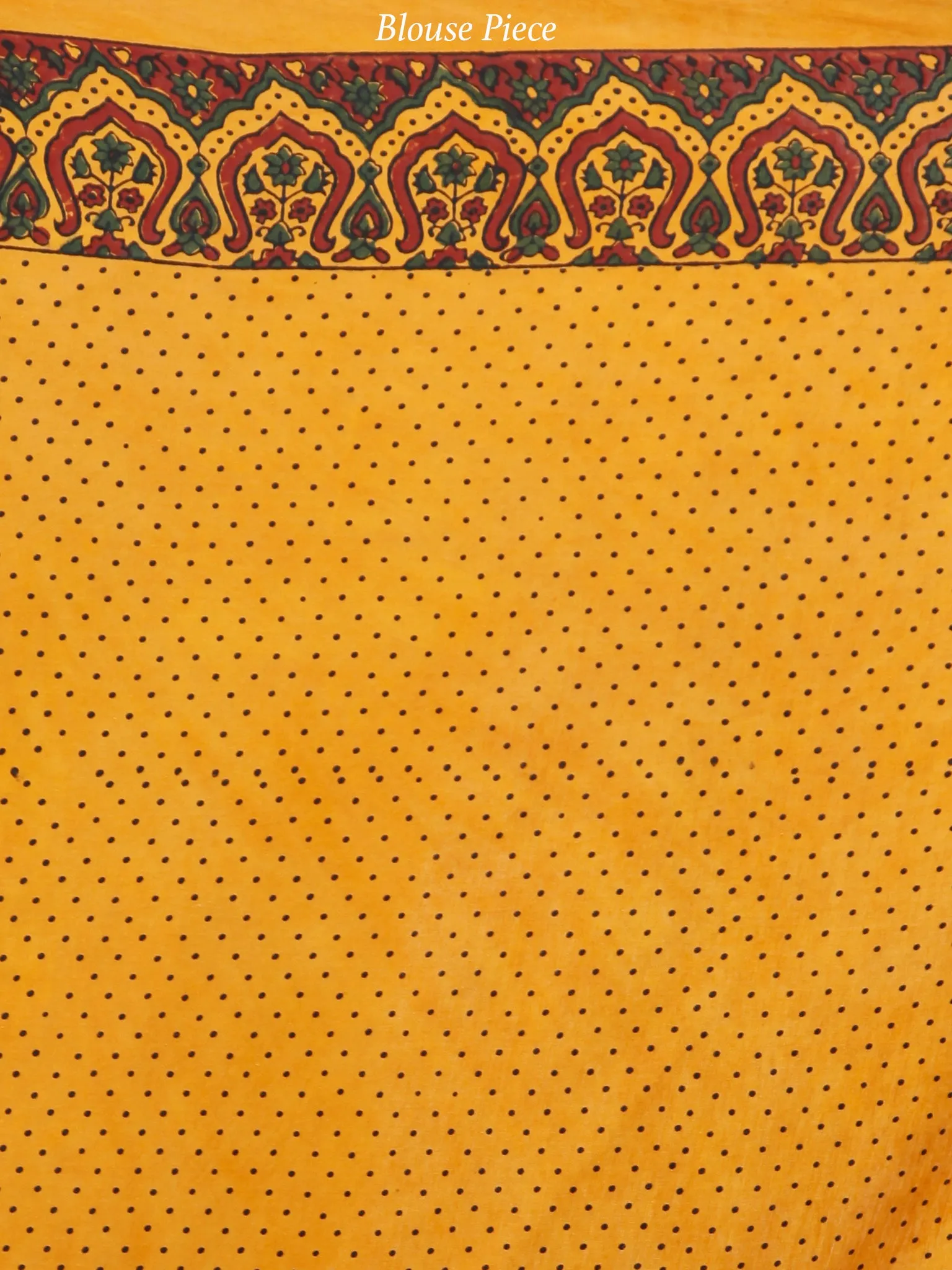 Gold Yellow Green Marooon Black Ajrakh Hand Block Printed Modal Silk Saree in Natural Colors - S031703711