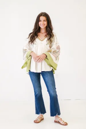 Golden Memories Blouse in Natural Sage