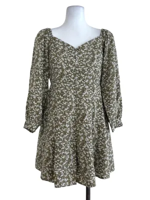 Green Flower Printed Romper