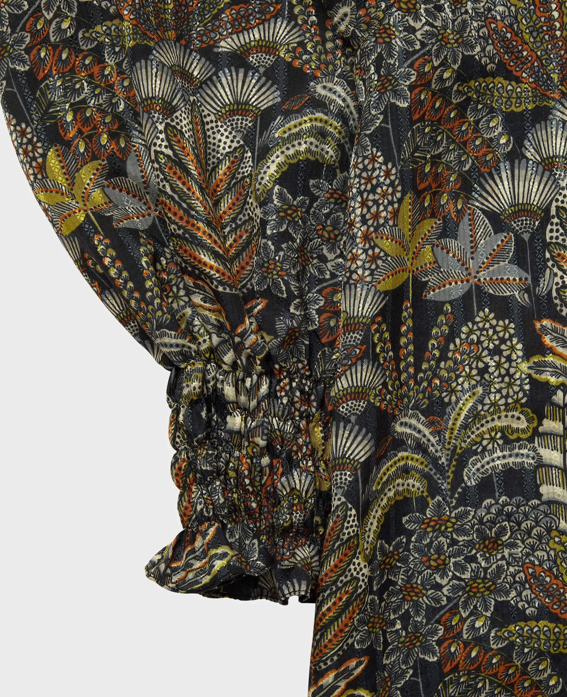 Hailey V-Neck Blouse with Smocked Cuffs