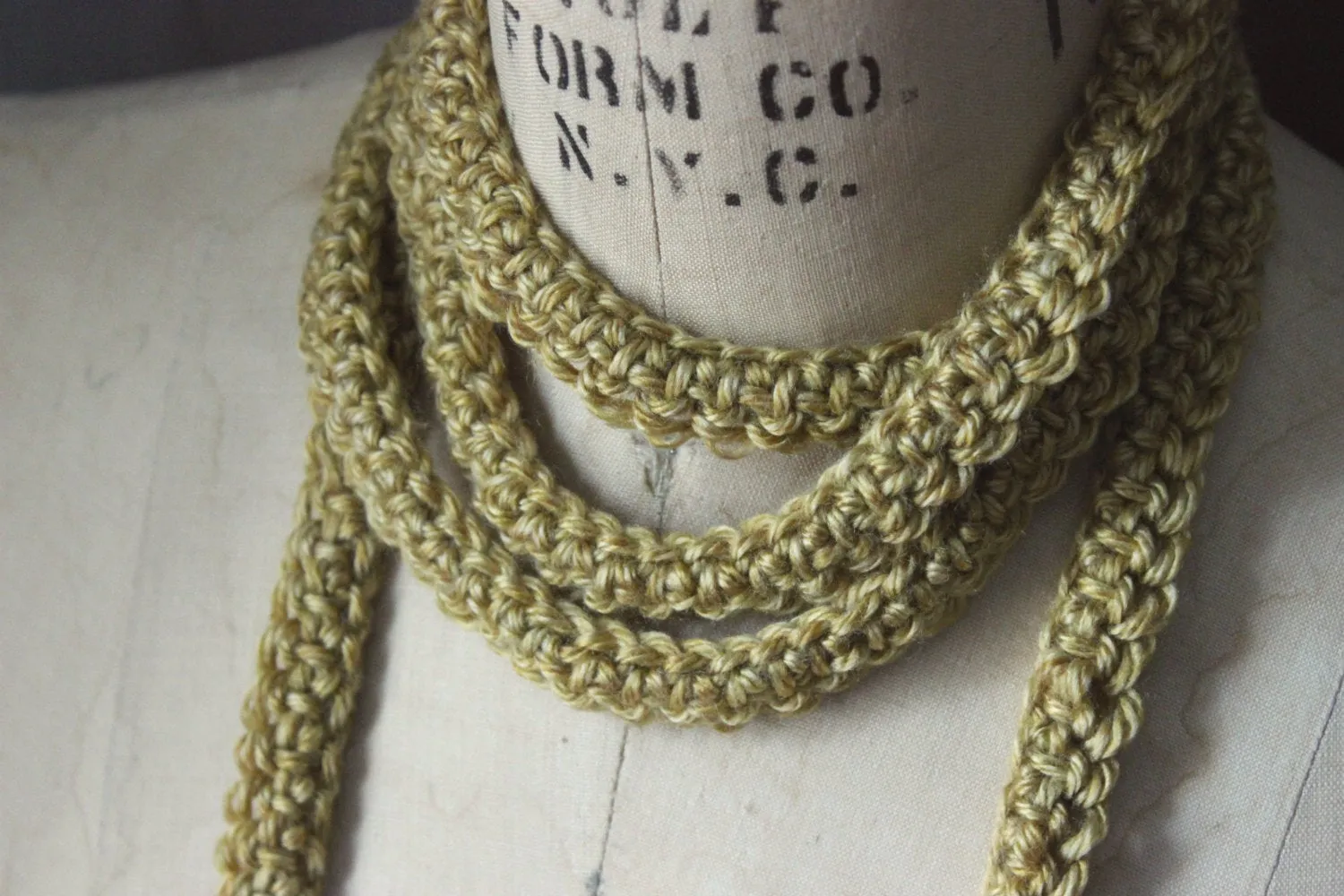Hand Crocheted Ribbon Scarf. wild & willow Collection. "Sunray".