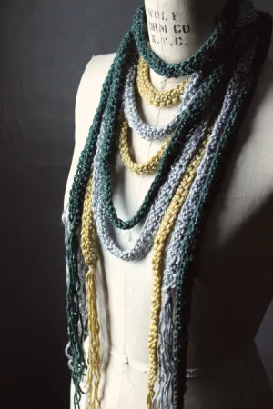 Hand Crocheted Ribbon Scarf. wild & willow Collection. "Sunray".
