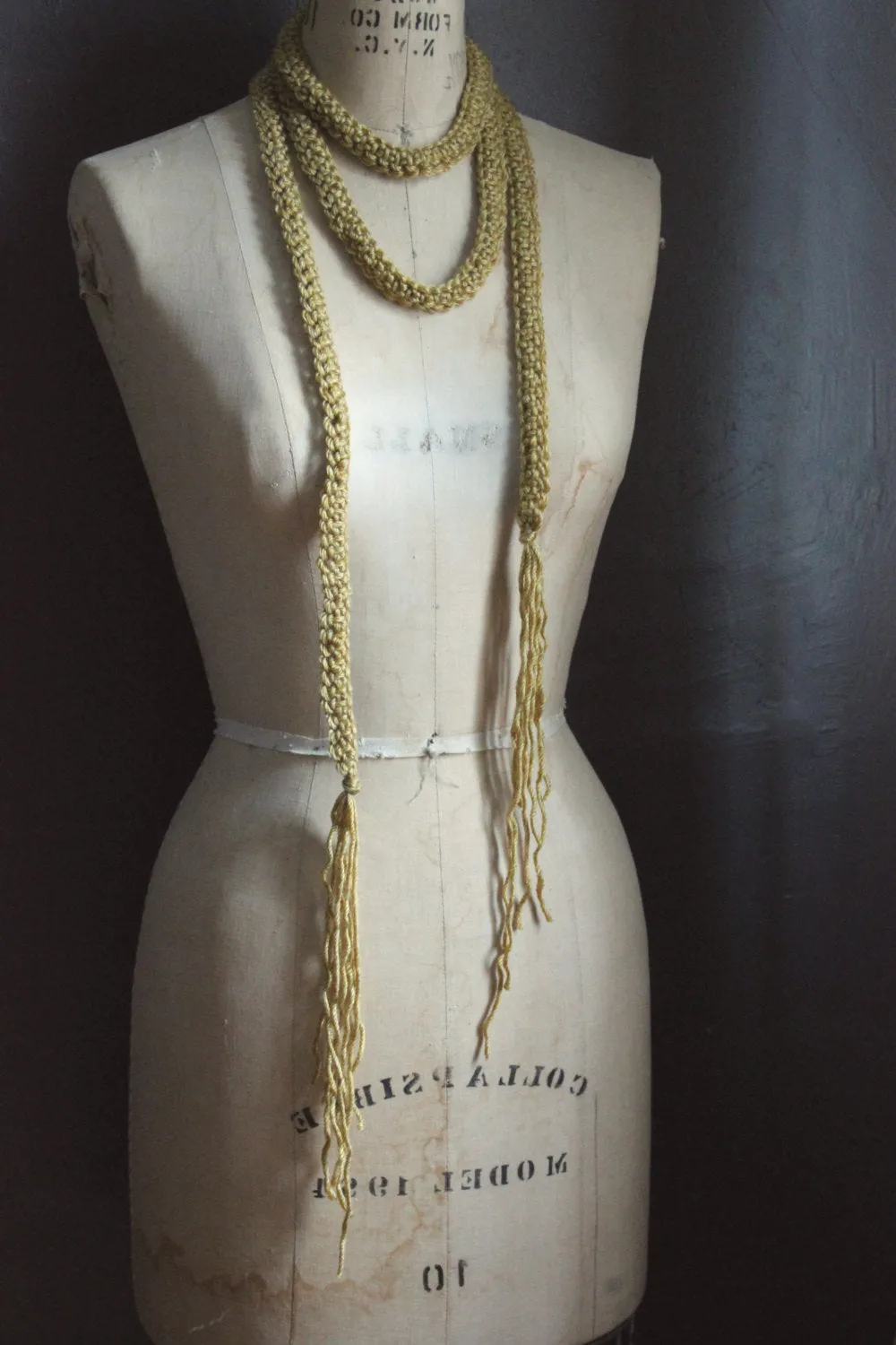 Hand Crocheted Ribbon Scarf. wild & willow Collection. "Sunray".