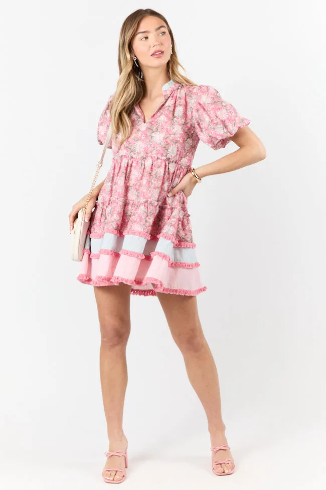 Harbor Hues Coral and Pink Multi Printed Shirt Dress