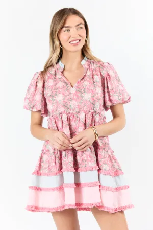 Harbor Hues Coral and Pink Multi Printed Shirt Dress