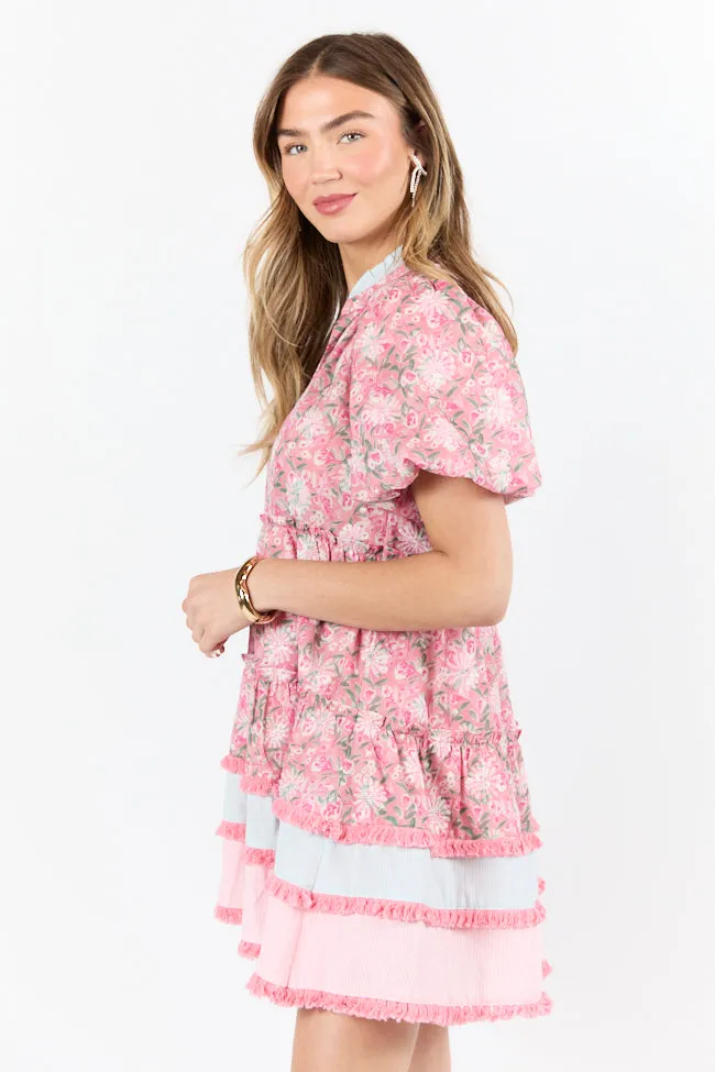 Harbor Hues Coral and Pink Multi Printed Shirt Dress