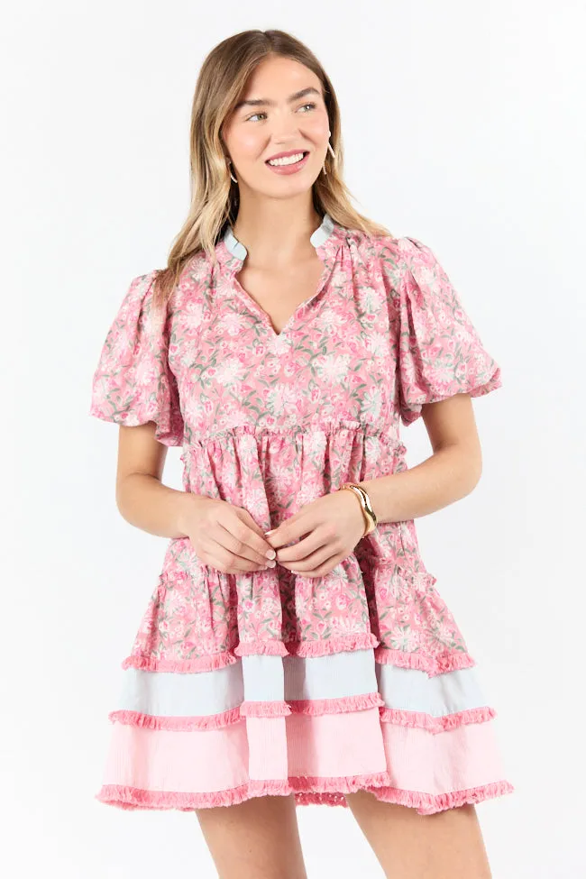 Harbor Hues Coral and Pink Multi Printed Shirt Dress
