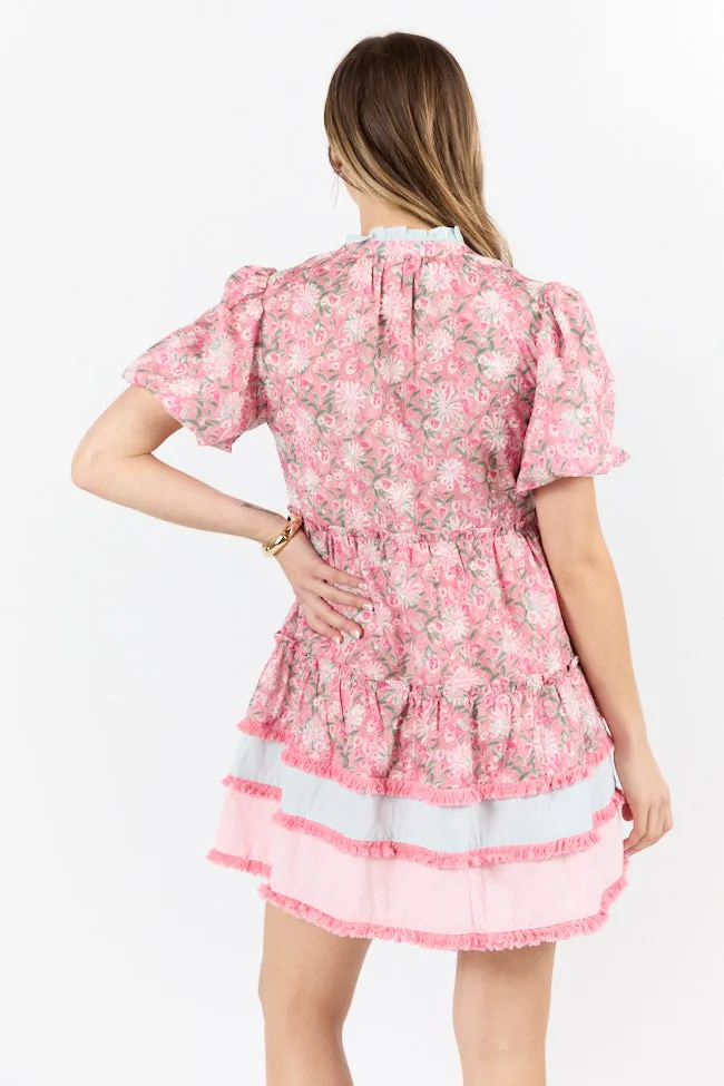 Harbor Hues Coral and Pink Multi Printed Shirt Dress