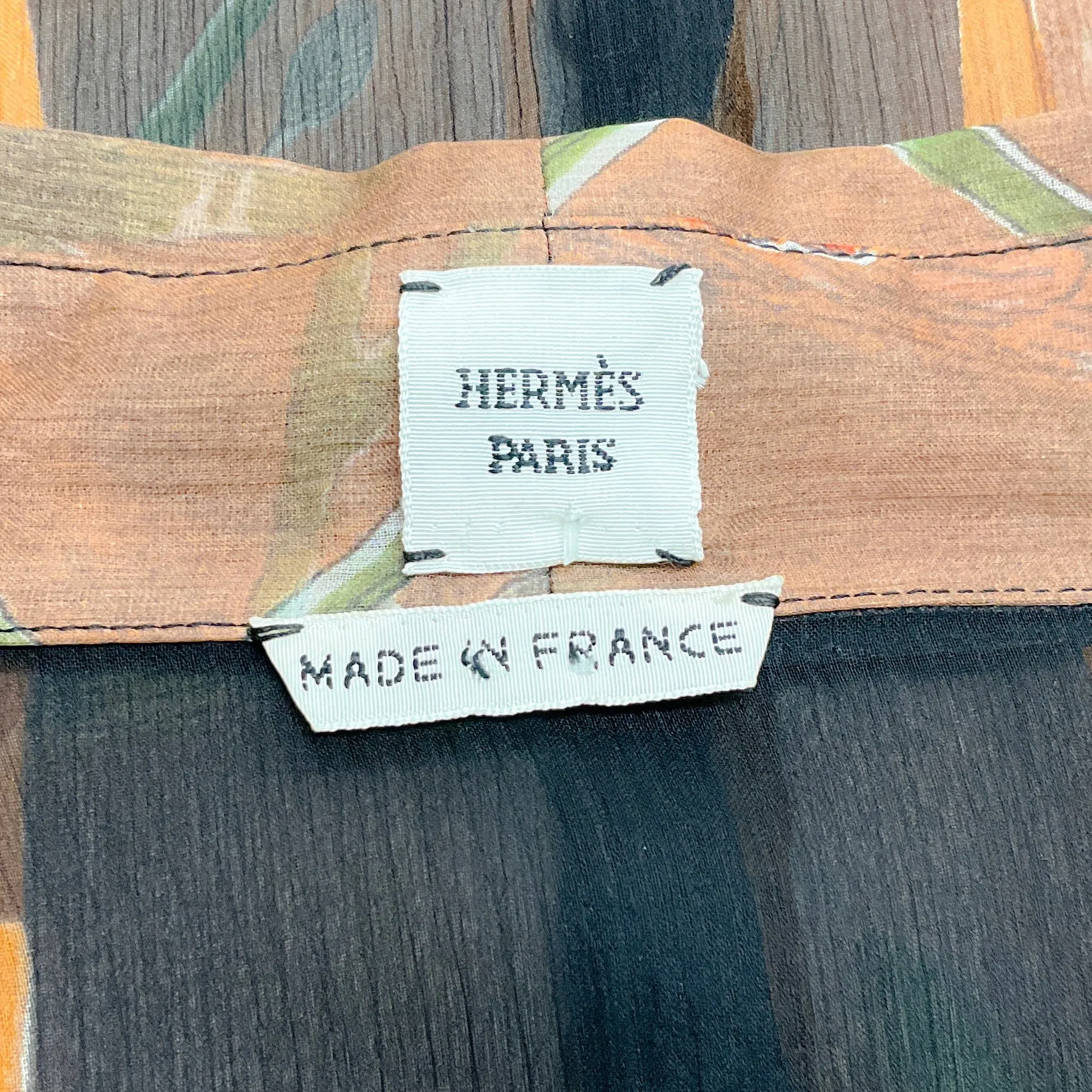 Hermes Sheer Silk Bird Print Blouse