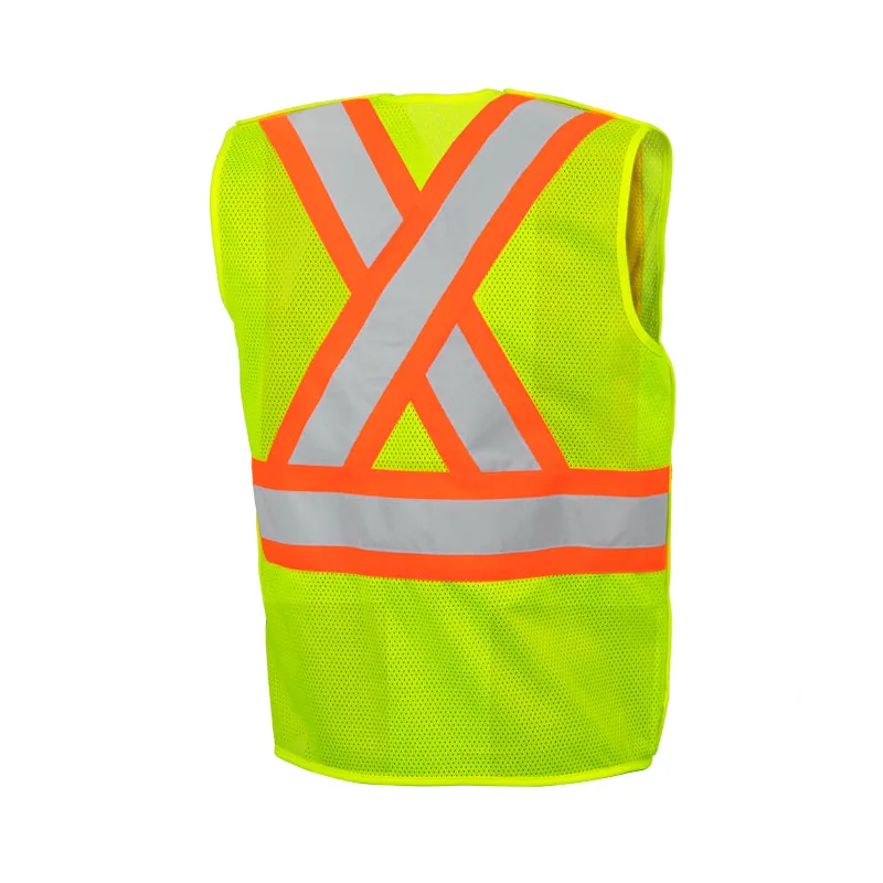 Hi-Vis 5 Pt. Tear-Away Mesh Traffic Vest by Ground Force - Style TV5