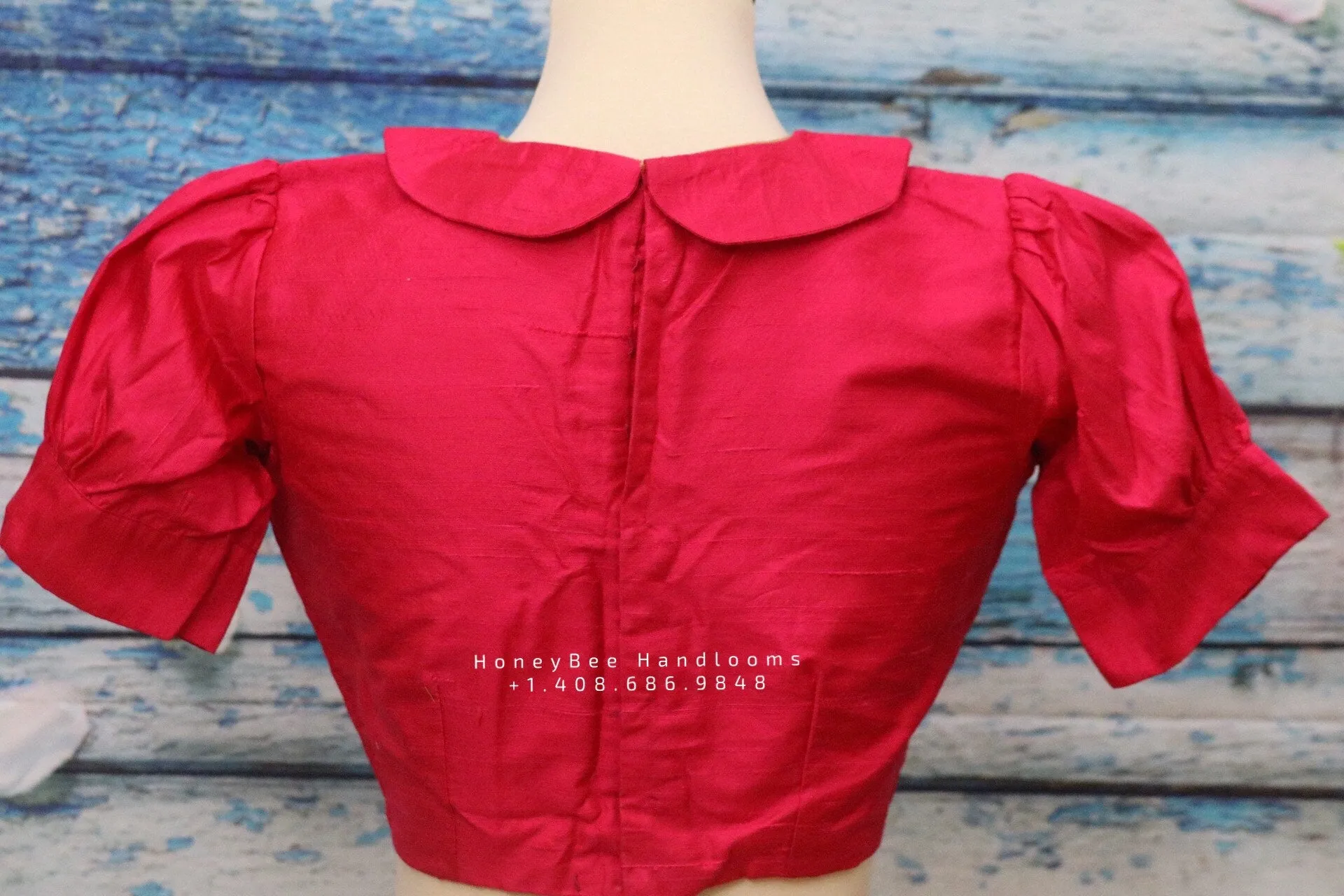 Hot pink peter collar blouse | balloon sleeve blouse | silk saree blouse | simple saree blouse | saree stitched blouse | indian saree blouse