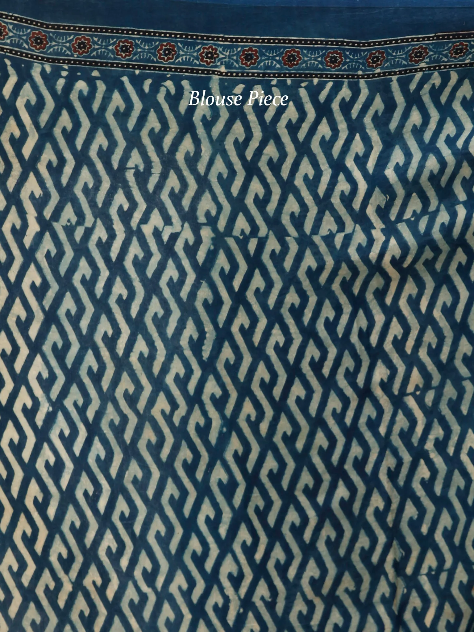 Indigo Black Maroon Ivory Ajrakh Hand Block Printed Modal Silk Saree in Natural Colors - S031703704