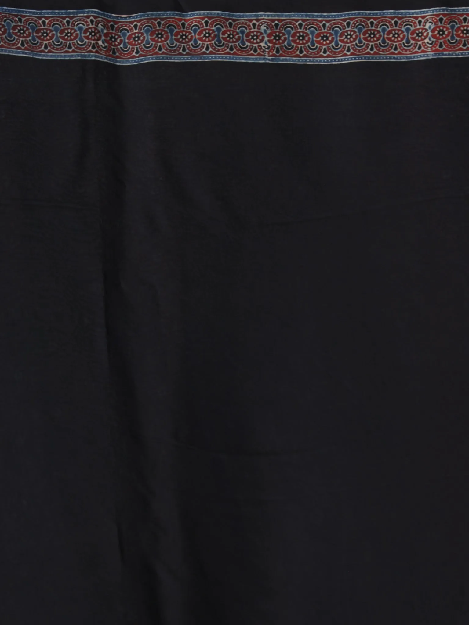 Indigo Black Red Ajrakh Hand Block Printed Modal Silk Saree - S031704127