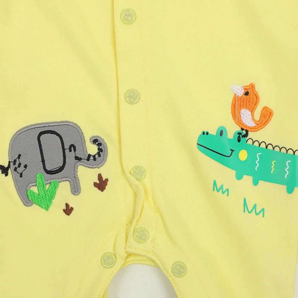 Infant Boys Knitted Romper Cutest Crew - Yellow Lri | Bachaa Party Baby Clothes Rompers