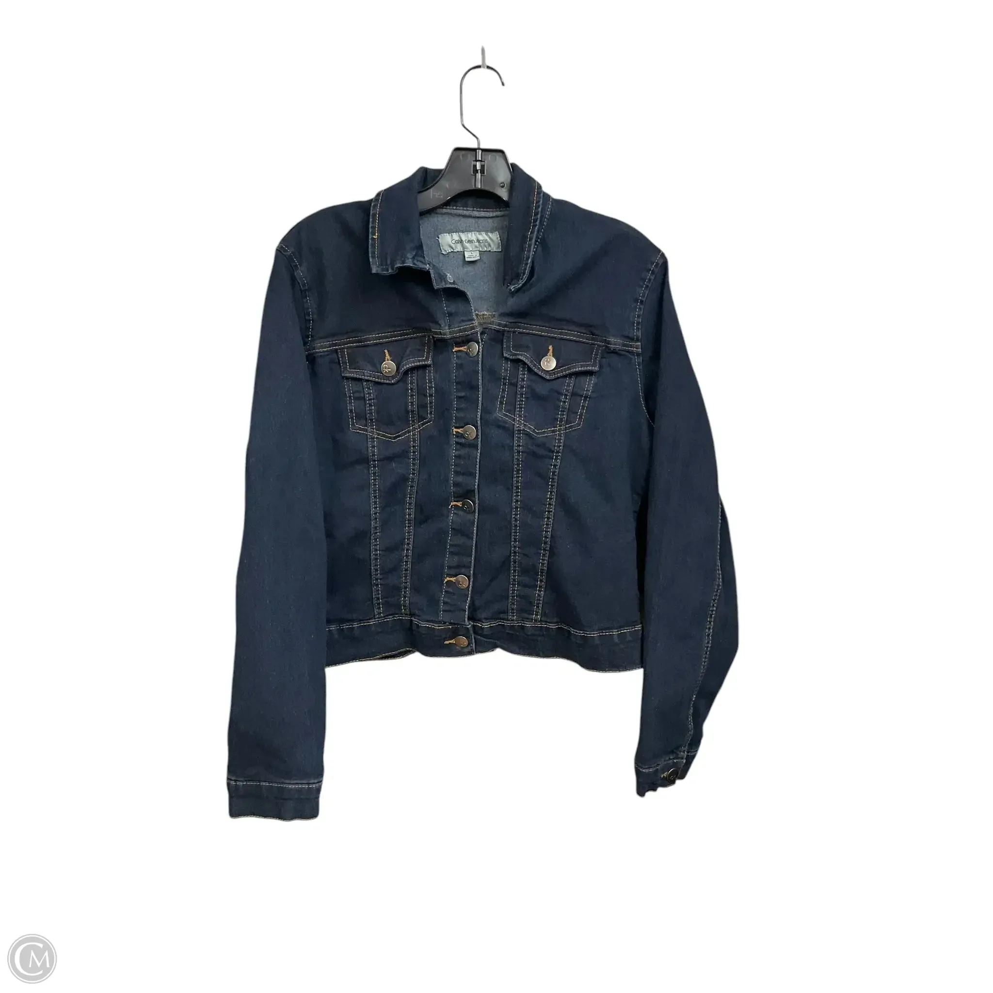 Jacket Denim By Calvin Klein In Blue Denim, Size: L
