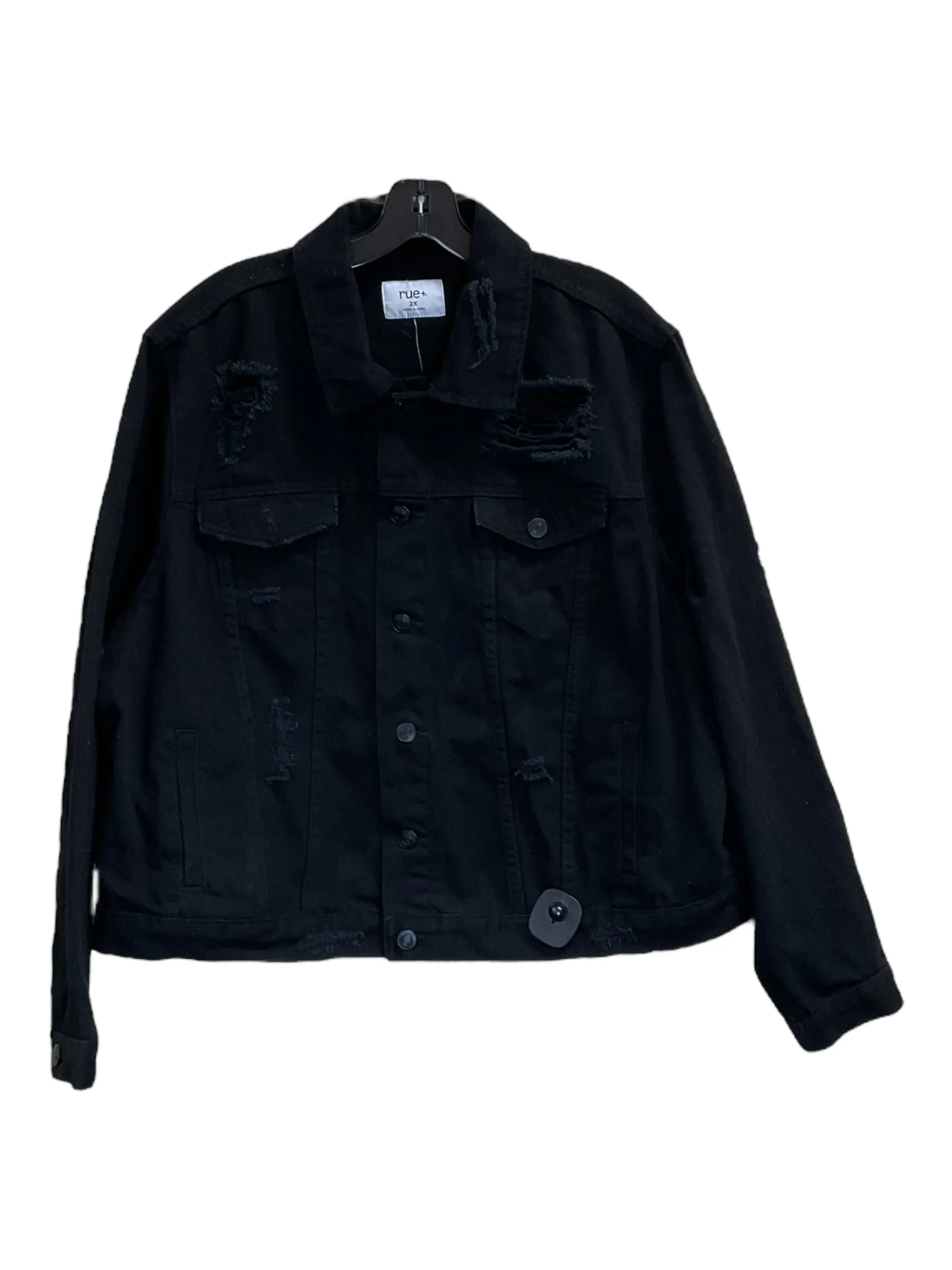 Jacket Denim By Clothes Mentor In Black Denim, Size: 2x