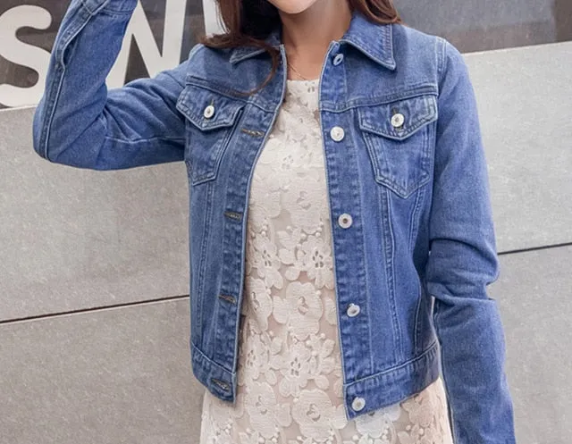 Jean Jacket  for Women  Candy Color Casual Short Denim Jacket