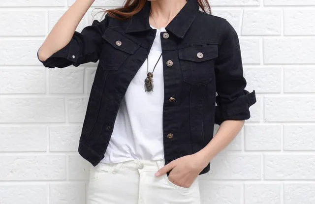 Jean Jacket  for Women  Candy Color Casual Short Denim Jacket