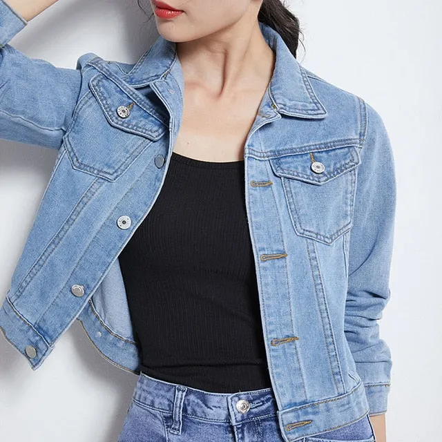 Jean Jacket  for Women  Candy Color Casual Short Denim Jacket