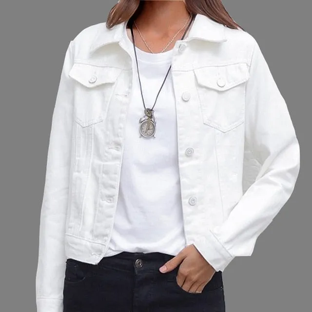 Jean Jacket  for Women  Candy Color Casual Short Denim Jacket