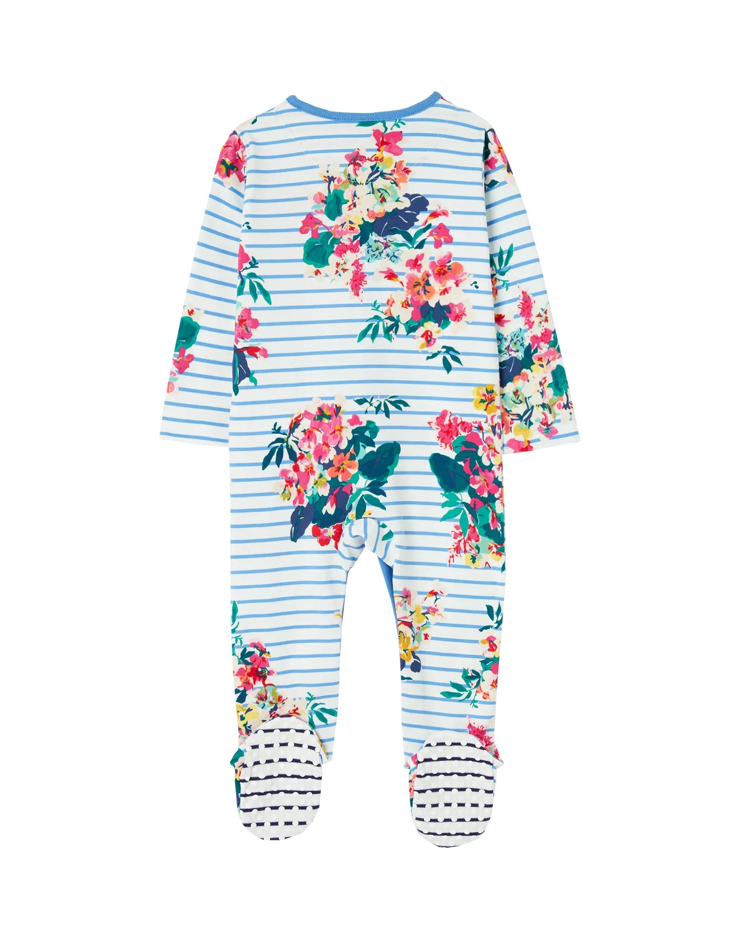 Joules Razamataz Organically Grown Cotton Printed Babygrow - Floral Stripe