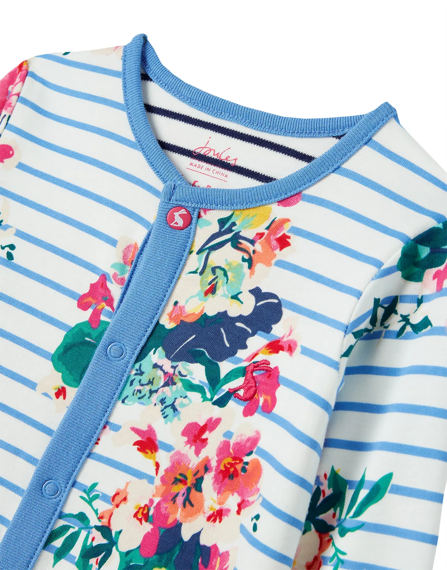 Joules Razamataz Organically Grown Cotton Printed Babygrow - Floral Stripe