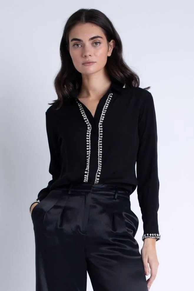 Karina Grimaldi - Julietta Button Down Shirt in Black