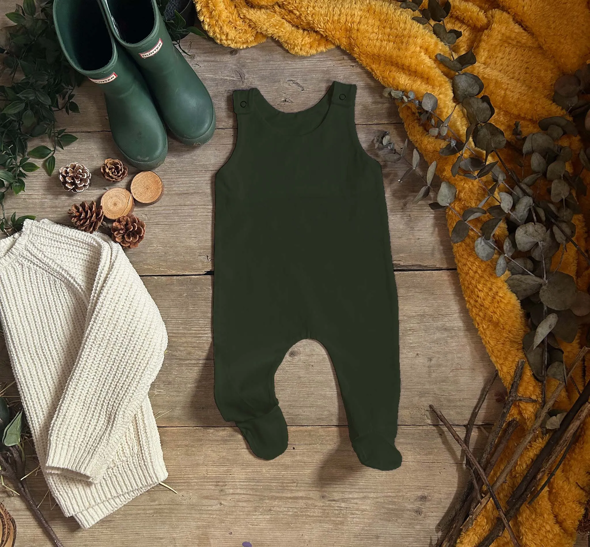 Khaki Footed Romper
