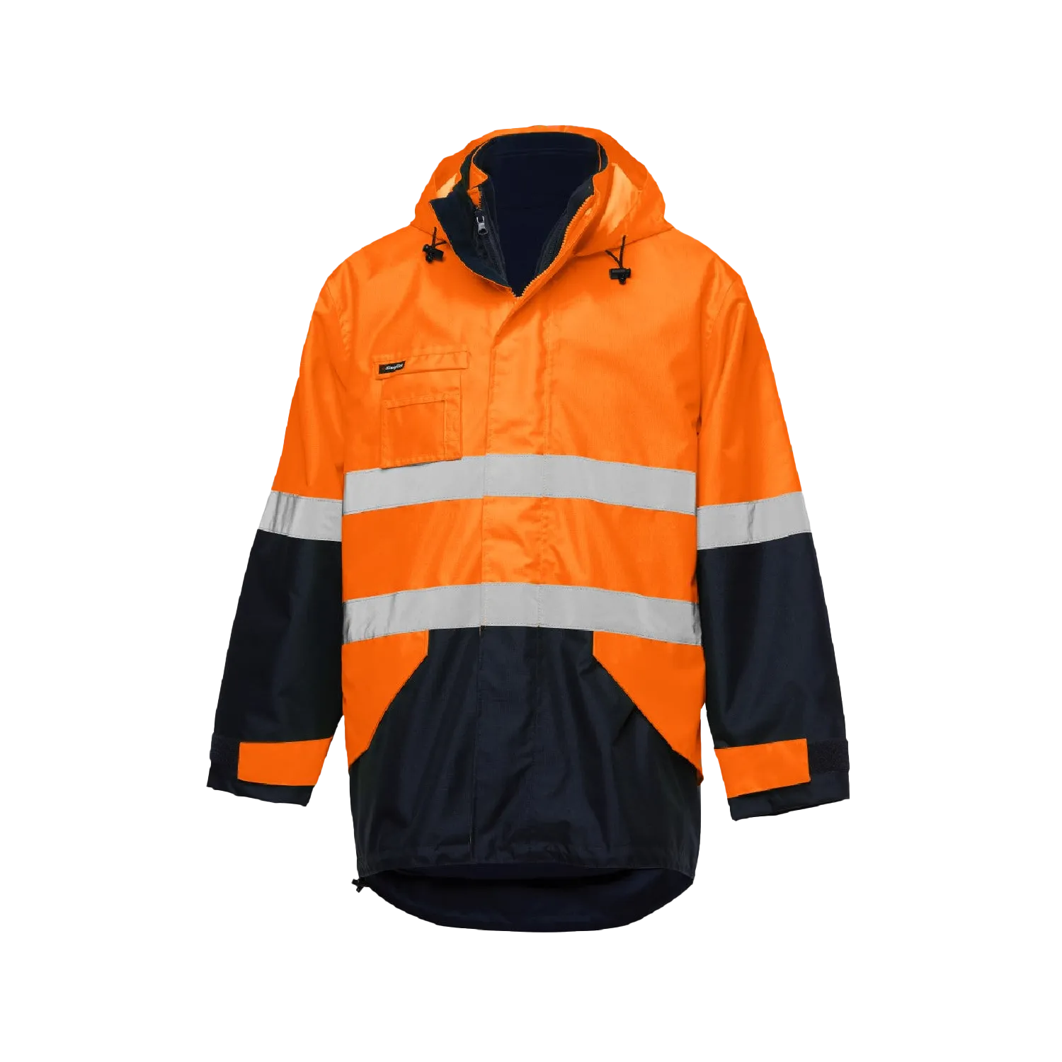 KingGee Men's 4 in 1 Waterproof Wet Weather Jacket - Orange/Navy