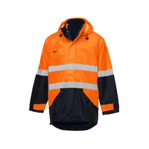KingGee Men's 4 in 1 Waterproof Wet Weather Jacket - Orange/Navy