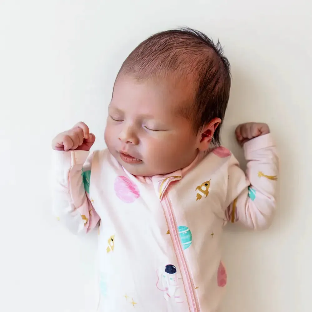 Kyte Baby Printed Zippered Footie in Sakura Space