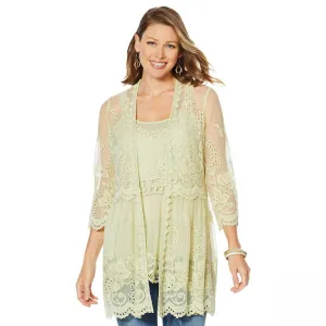 LaBellum by Hillary Scott Women's Lace Topper With Scalloped Hem