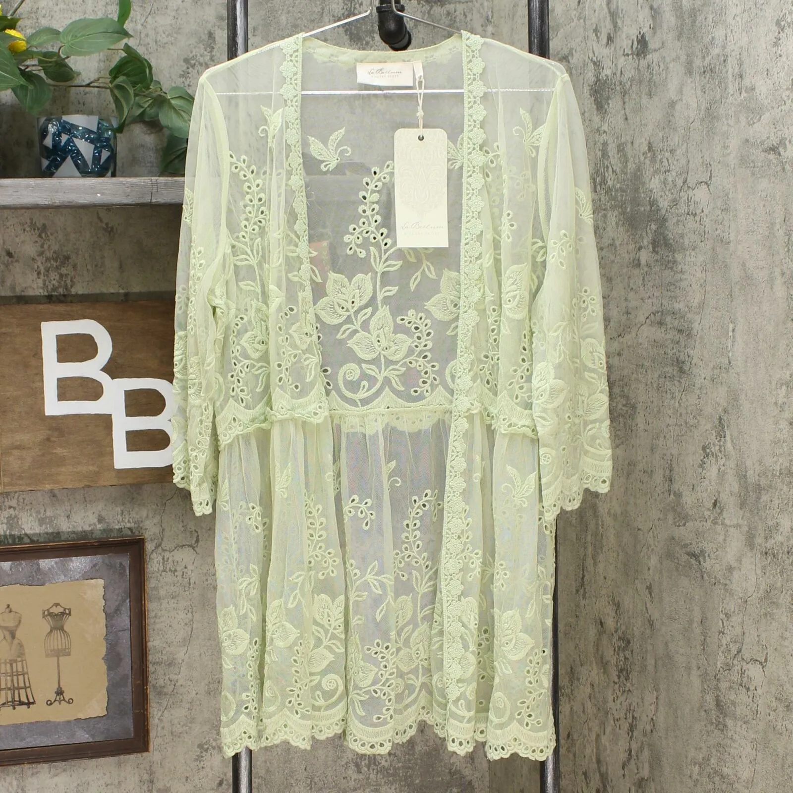 LaBellum by Hillary Scott Women's Lace Topper With Scalloped Hem