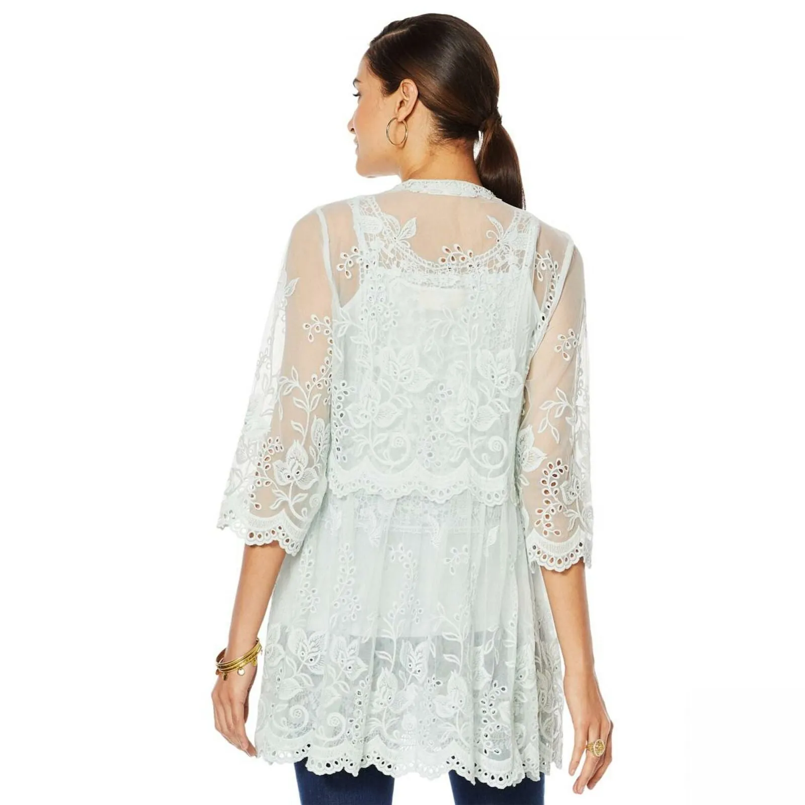 LaBellum by Hillary Scott Women's Lace Topper With Scalloped Hem