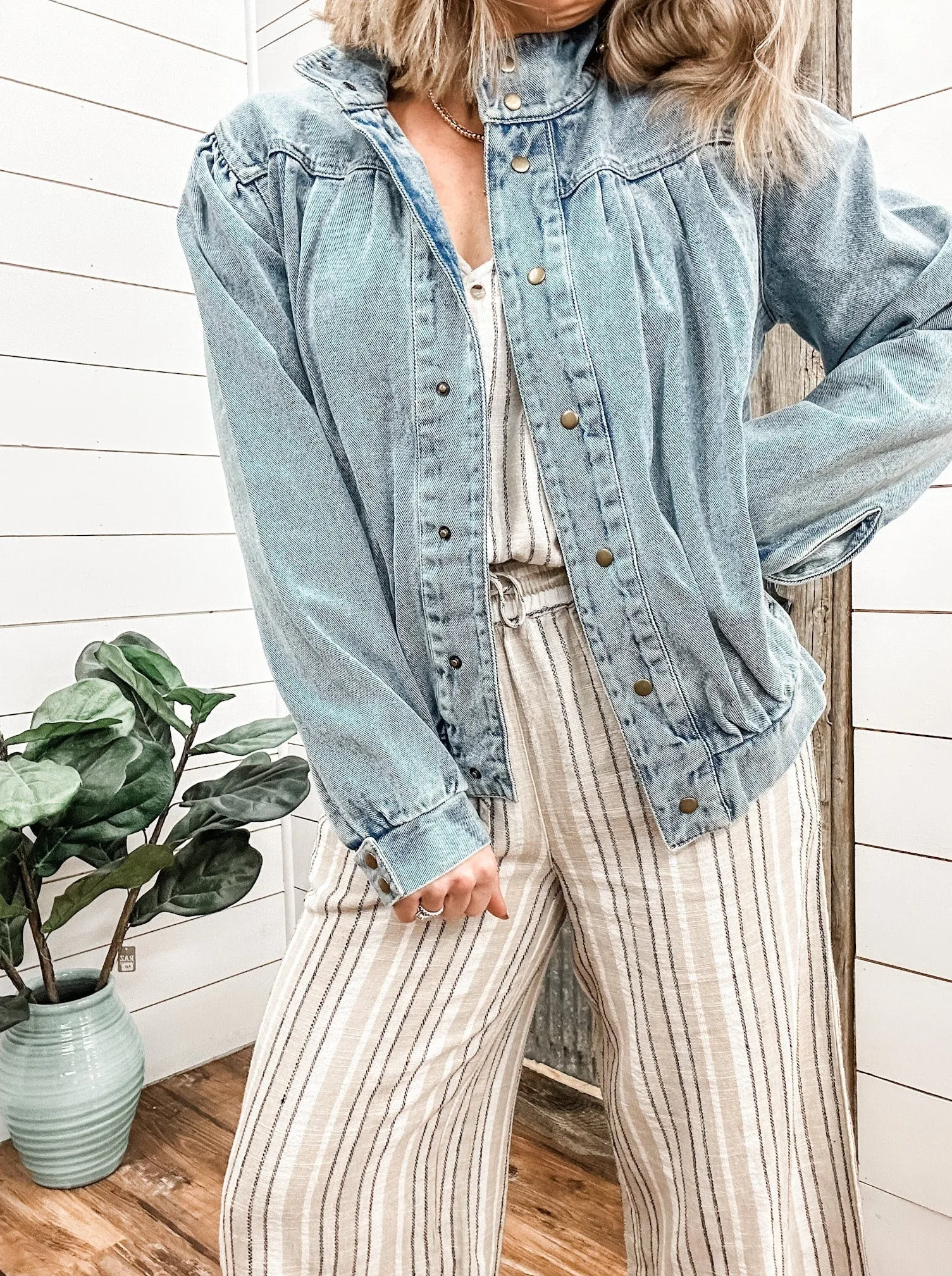 Light Denim Woven Track Jacket