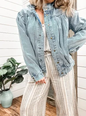 Light Denim Woven Track Jacket