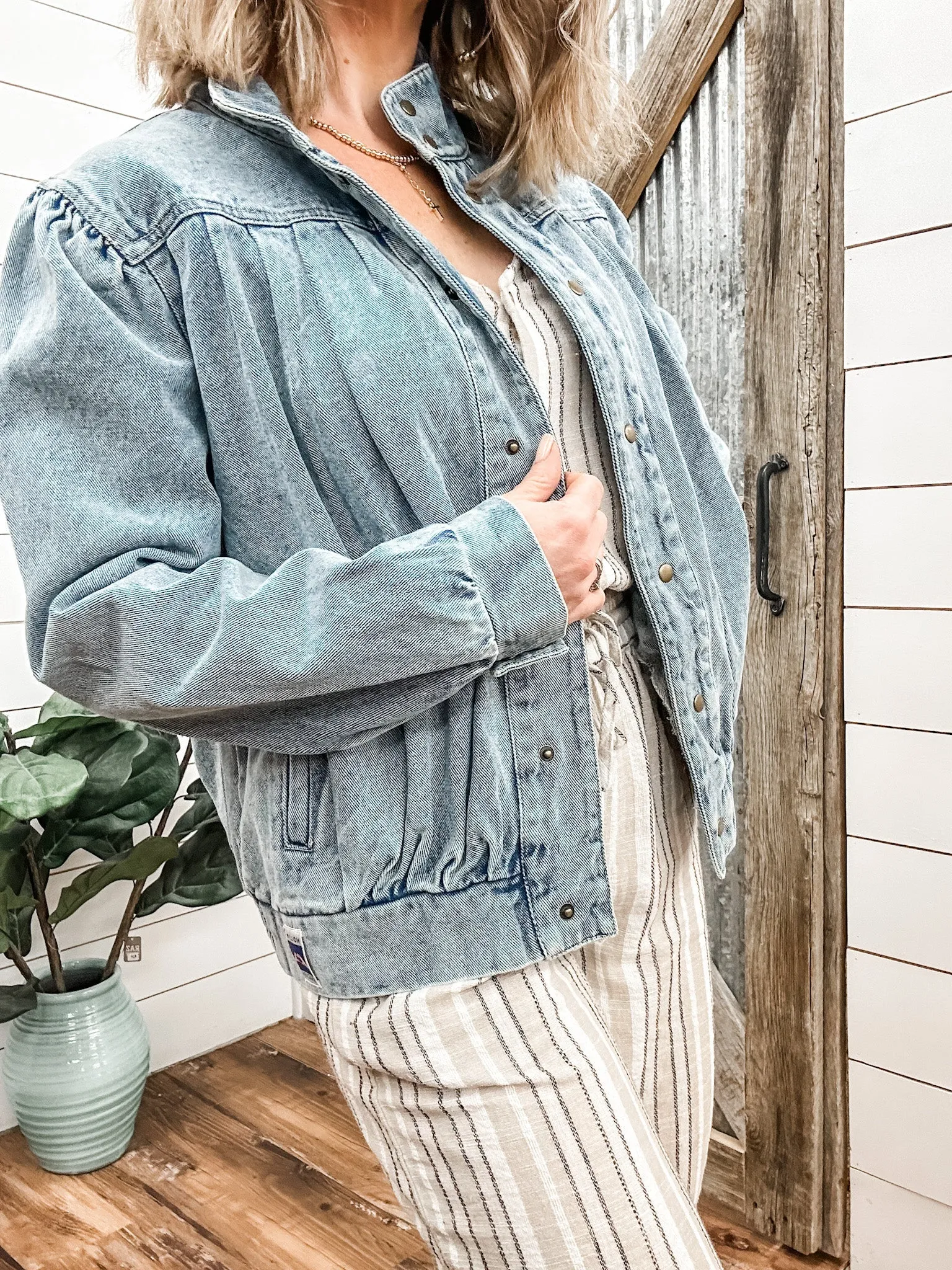 Light Denim Woven Track Jacket