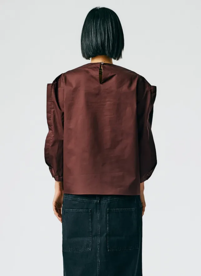 Lightweight Cotton Sateen Square Sleeve Top