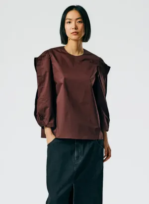 Lightweight Cotton Sateen Square Sleeve Top