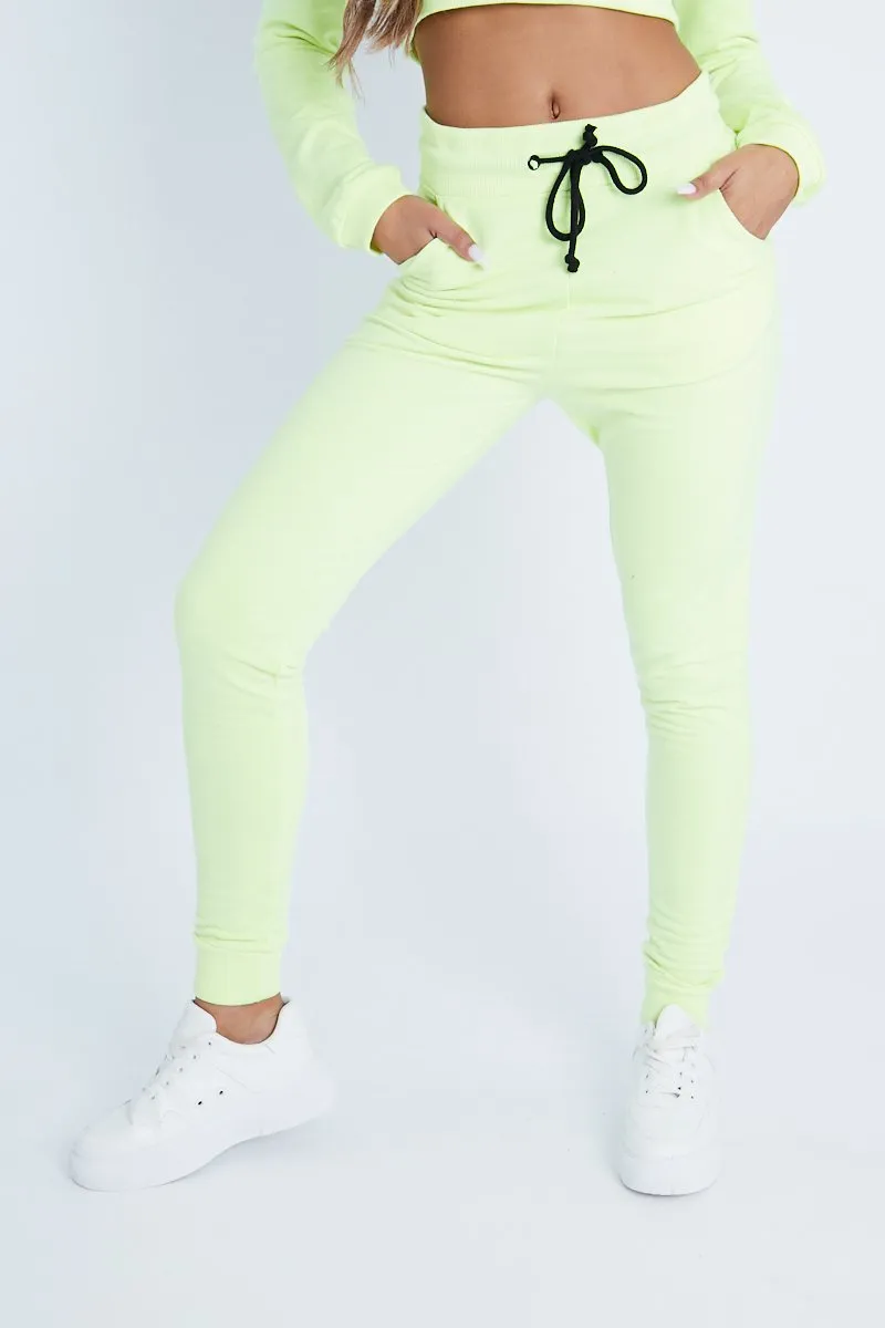 Lime Drawstring Crop Top and & Joggers Set - Giavana