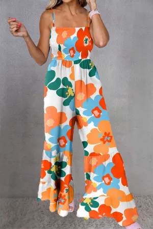 Lincoln Printed Smocked Spaghetti Strap Jumpsuit