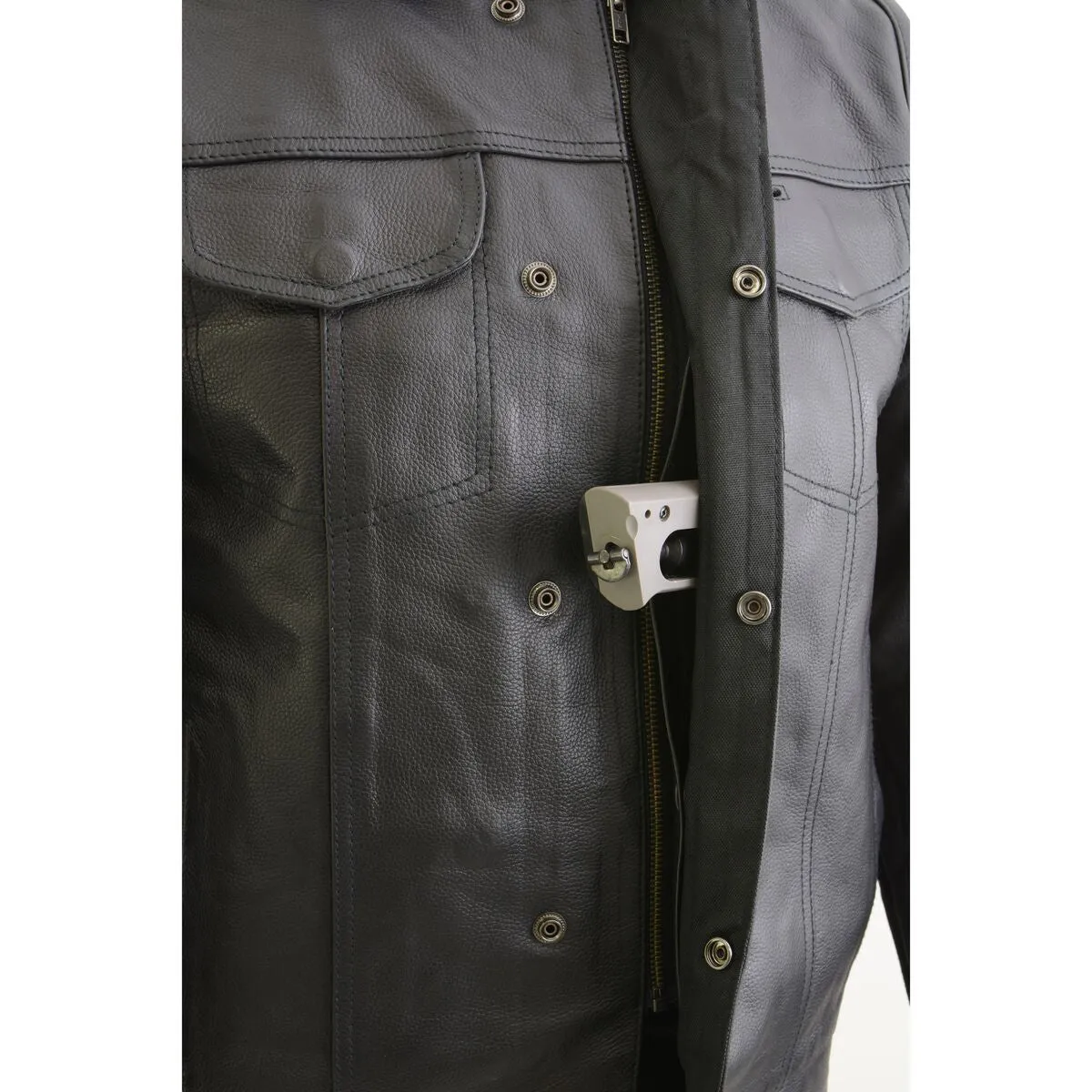 LKM3714 Men's Black Club Style '2 in 1' Zipper Vest with Full Sleeve Hoodie and Quick Draw Pocket
