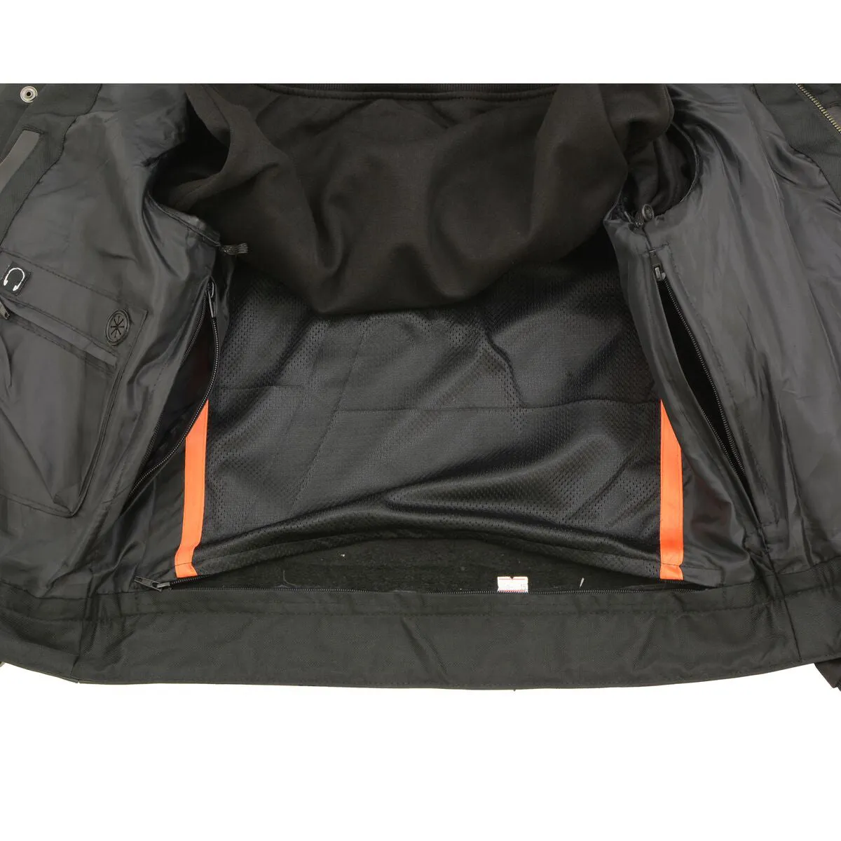 LKM3714 Men's Black Club Style '2 in 1' Zipper Vest with Full Sleeve Hoodie and Quick Draw Pocket