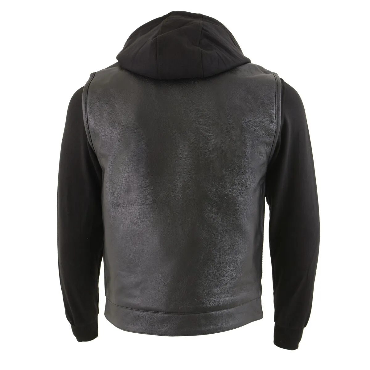 LKM3714 Men's Black Club Style '2 in 1' Zipper Vest with Full Sleeve Hoodie and Quick Draw Pocket